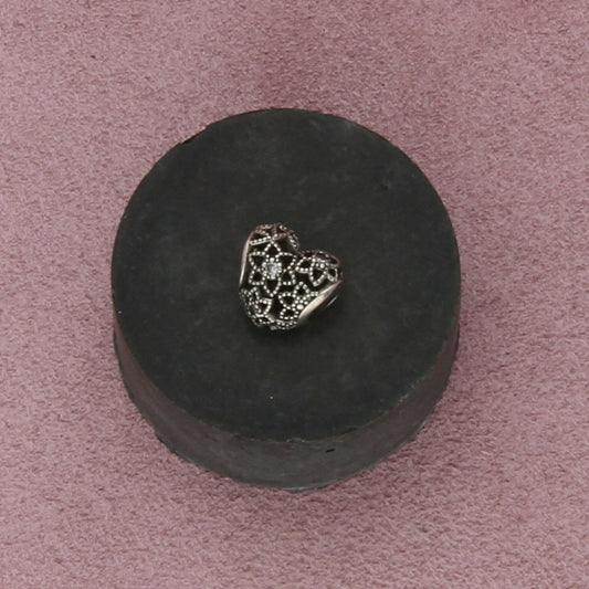 pandora sterling silver cz blooming heart bead charm pendant