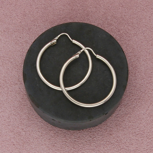 sterling silver vintage 30mm tube hoop earrings