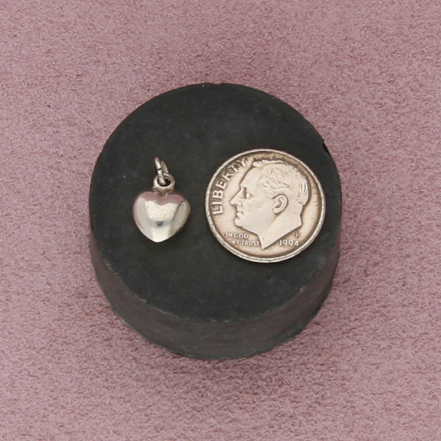 sterling silver vintage dainty tiny puffy heart charm pendant