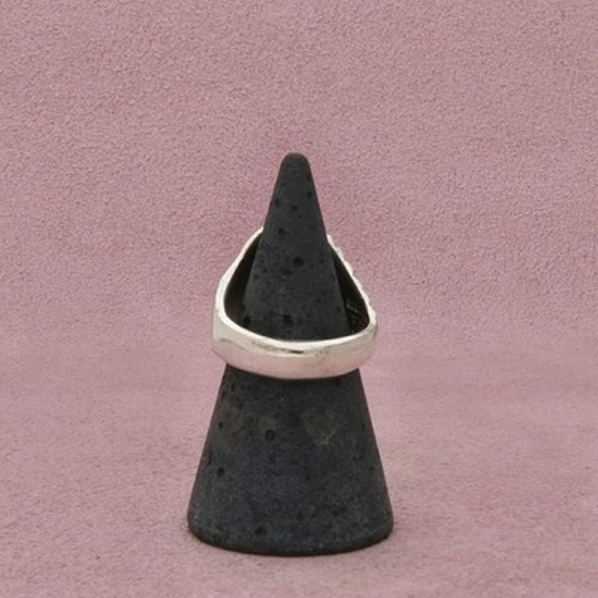 Taxco Mexico Sterling Silver Vintage Wide Diagonal Ribbed Band Ring Size 7