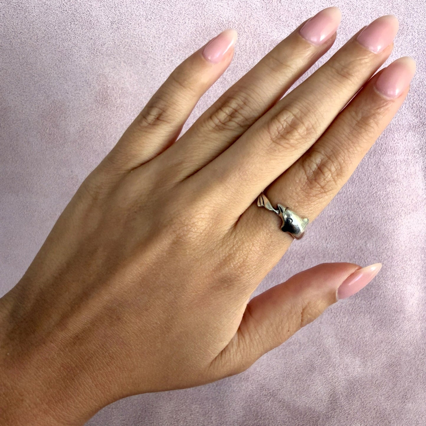 sterling silver vintage dolphin wrap around ring size 8