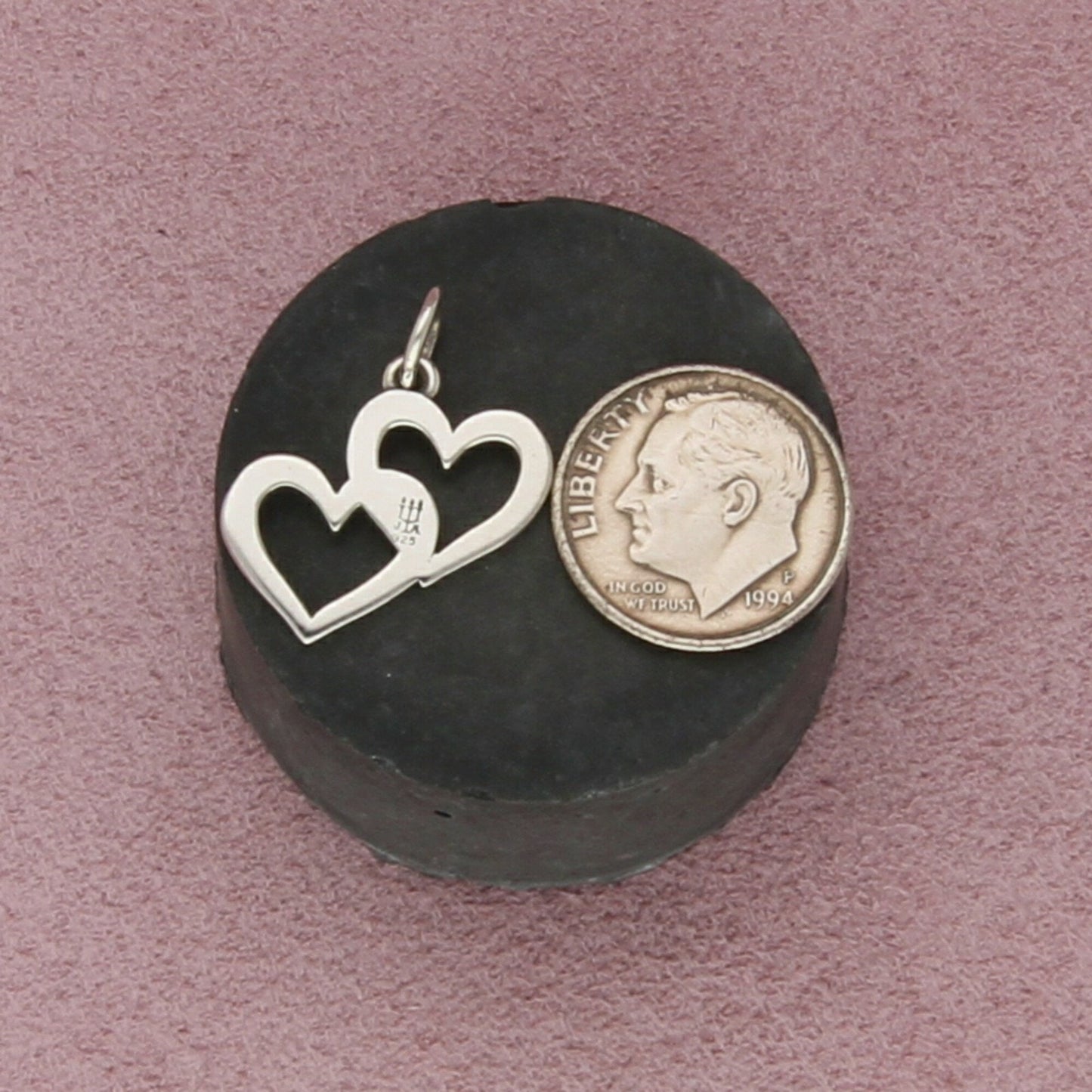 james avery sterling silver retired linked hearts charm pendant
