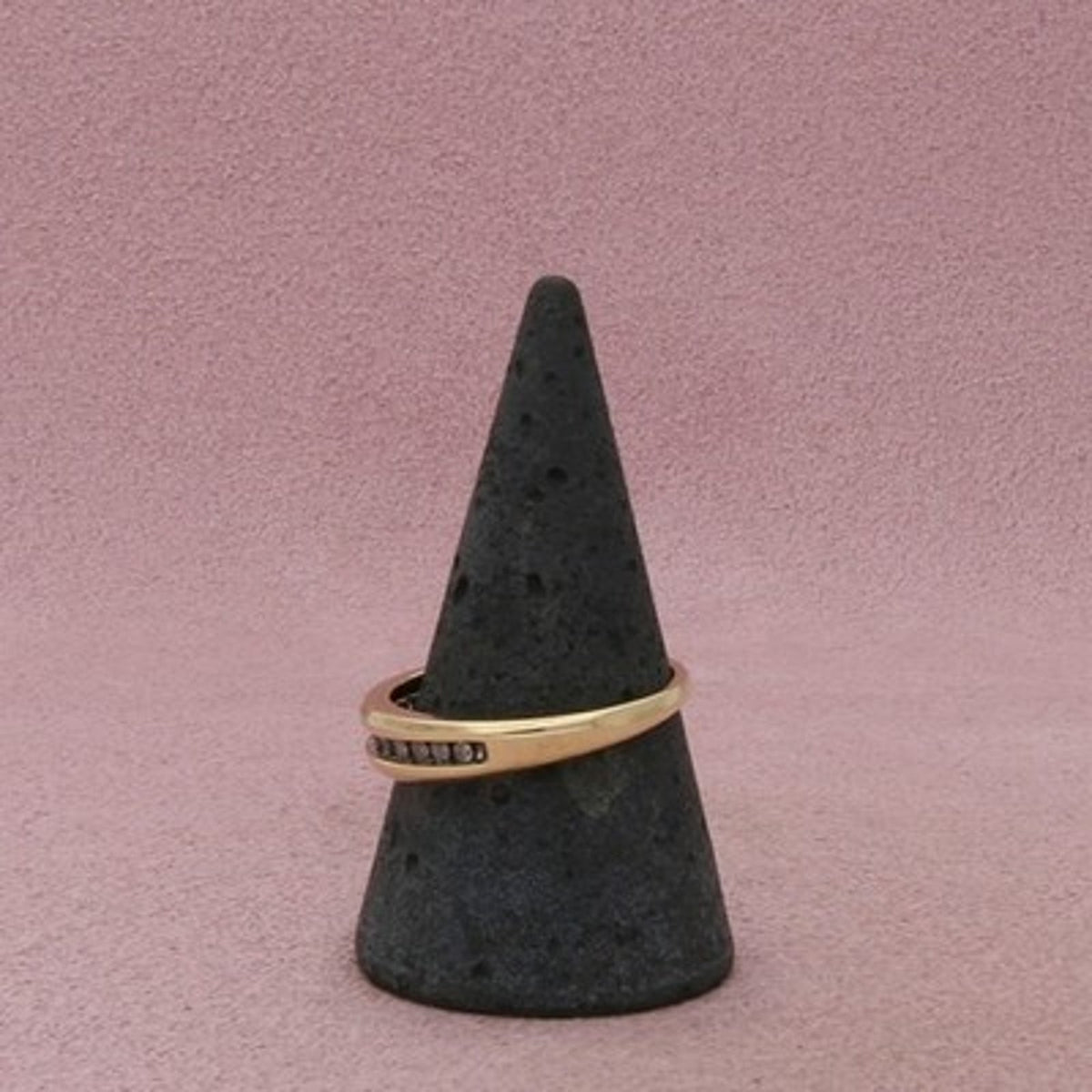 10K Yellow Gold Channel Set Round Diamond Band Ring Size 10