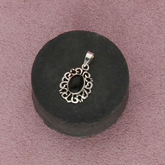 sterling silver black onyx scroll pendant