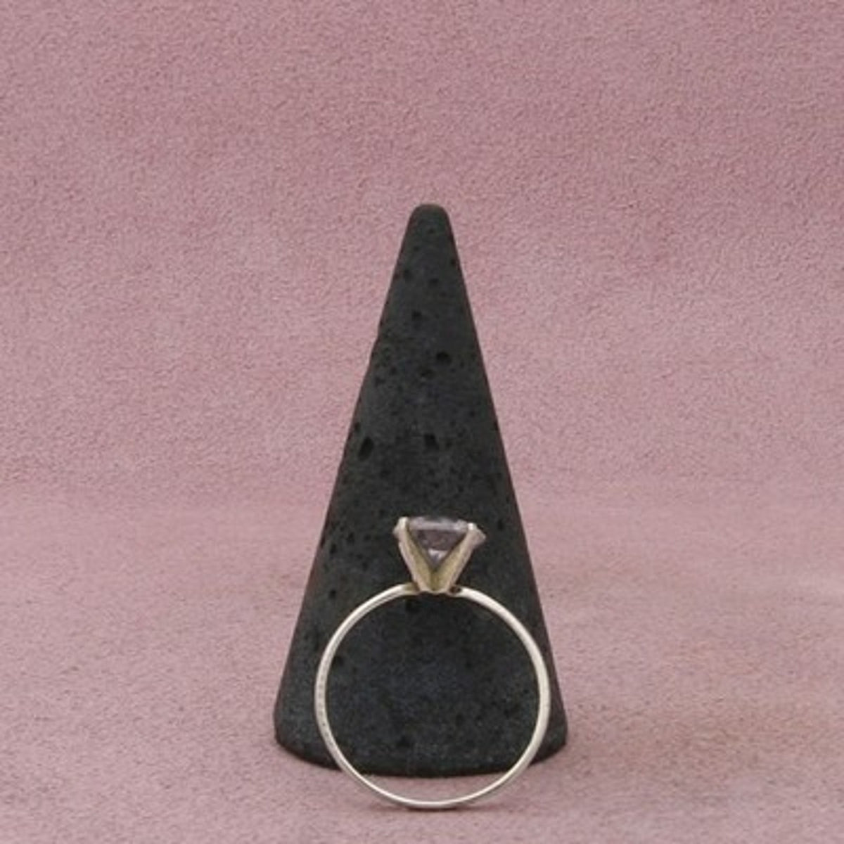 Sterling Silver Round-Cut Cz Solitaire Ring Size 7.5