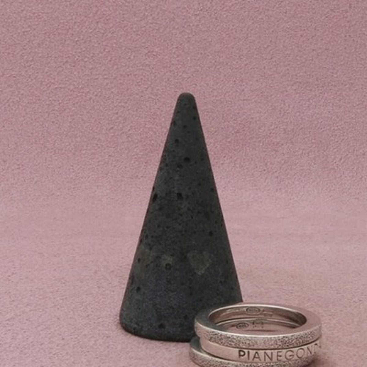 Pianegonda Sterling Silver Italy Three-Band Stack Textured Ring Size 8.5
