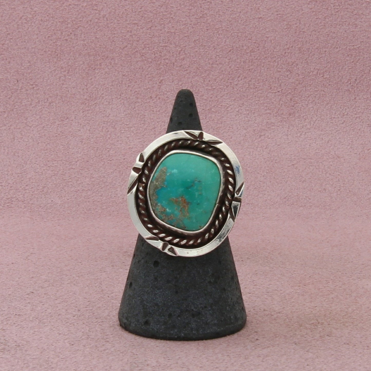 navajo sterling silver vintage braided turquoise ring size 5.75