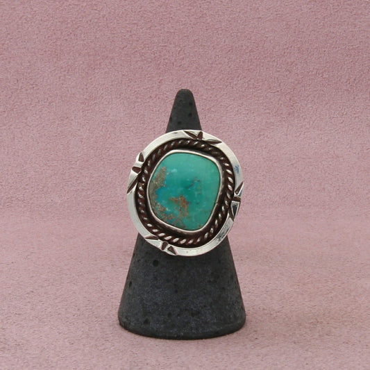 navajo sterling silver vintage braided turquoise ring size 5.75