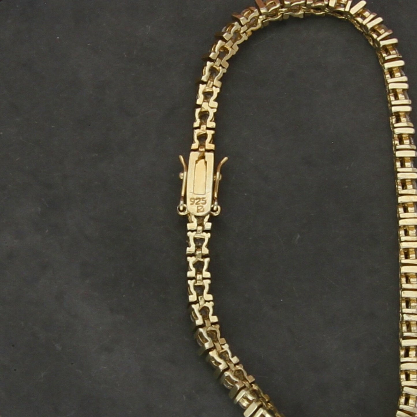 sterling silver gold plate round-cut cz tennis bracelet size 7.25in