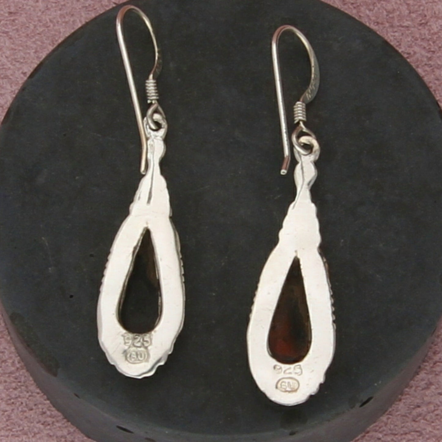 sterling silver vintage black onyx dangle earrings