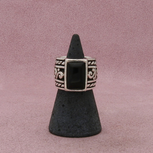 silpada sterling silver black onyx filigree scroll r1096 ring size 5.75