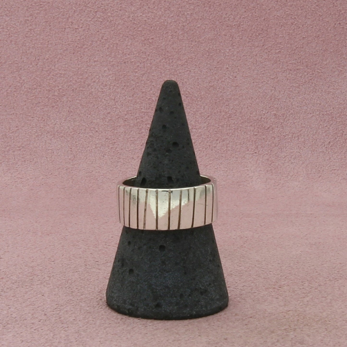 taxco mexico sterling silver vintage striped band ring size 8.5