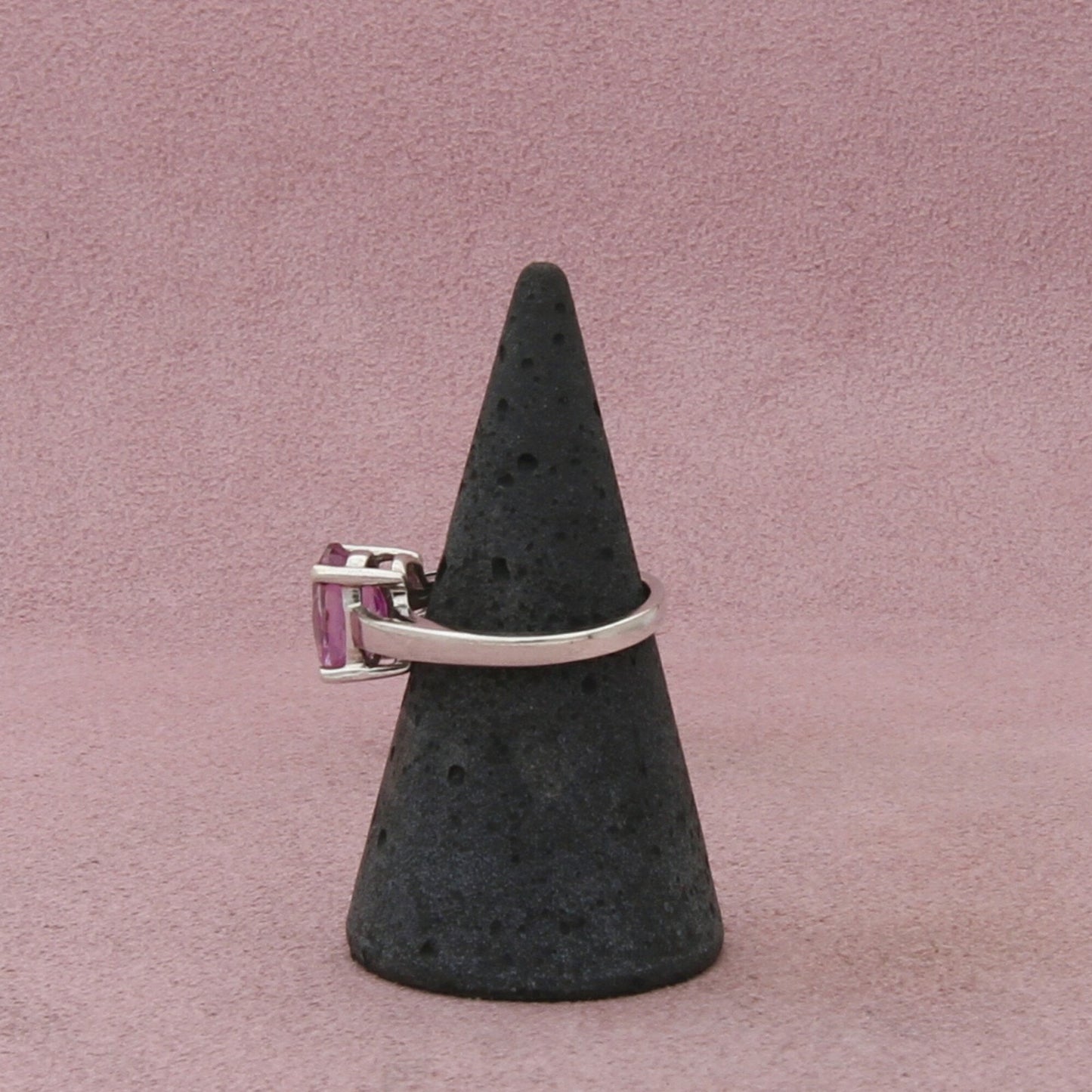 sterling silver oval-cut pink topaz solitaire ring size 6