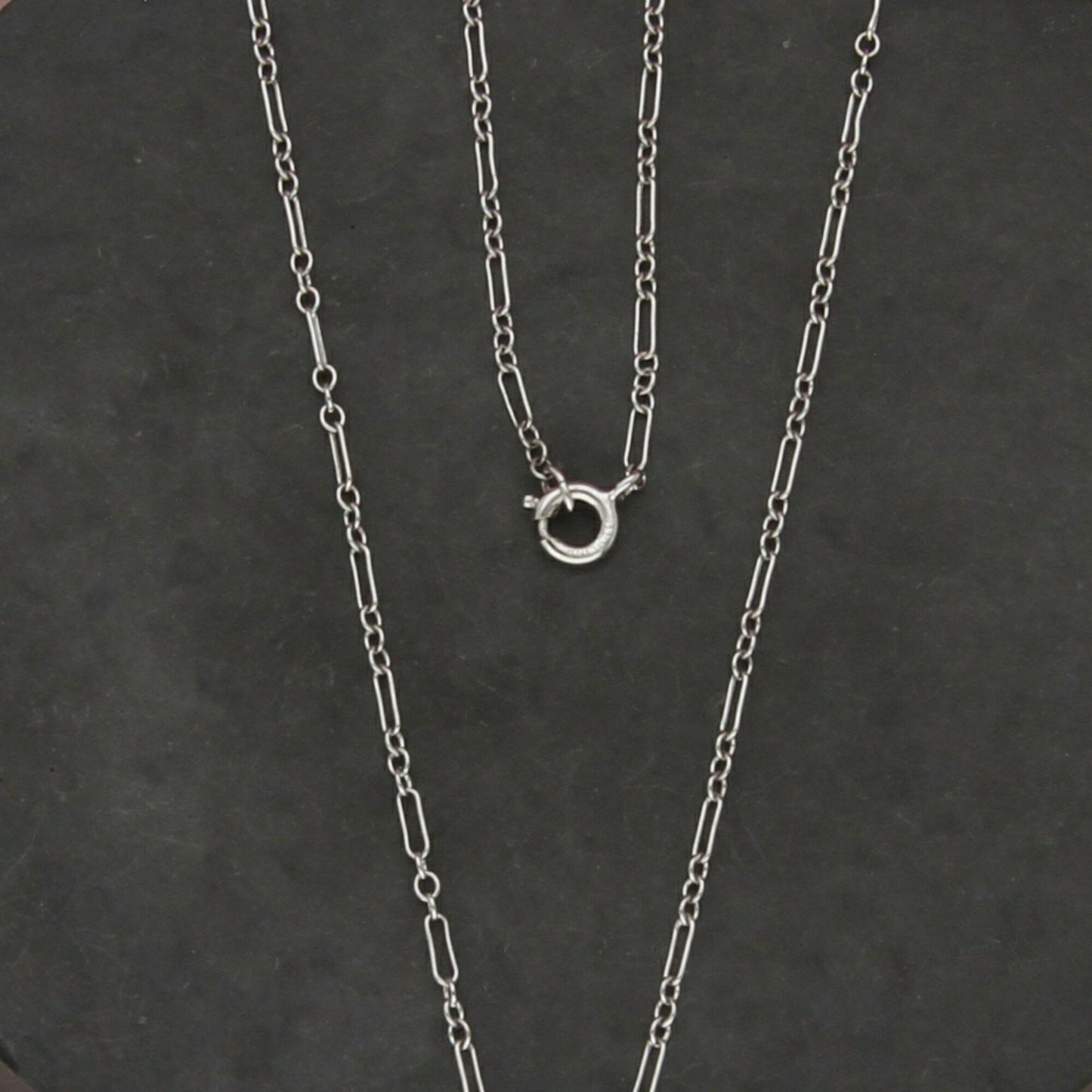 sterling silver art deco style delicate dot & dash chain necklace size 17.75in