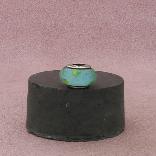 pandora sterling silver teal polka dots retired murano glass bead (790605) charm