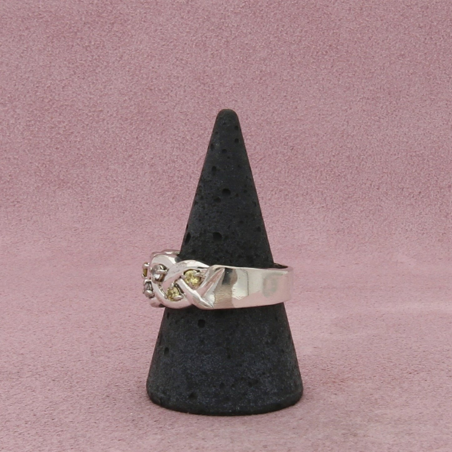 sterling silver braided round-cut cz band ring size 10.5