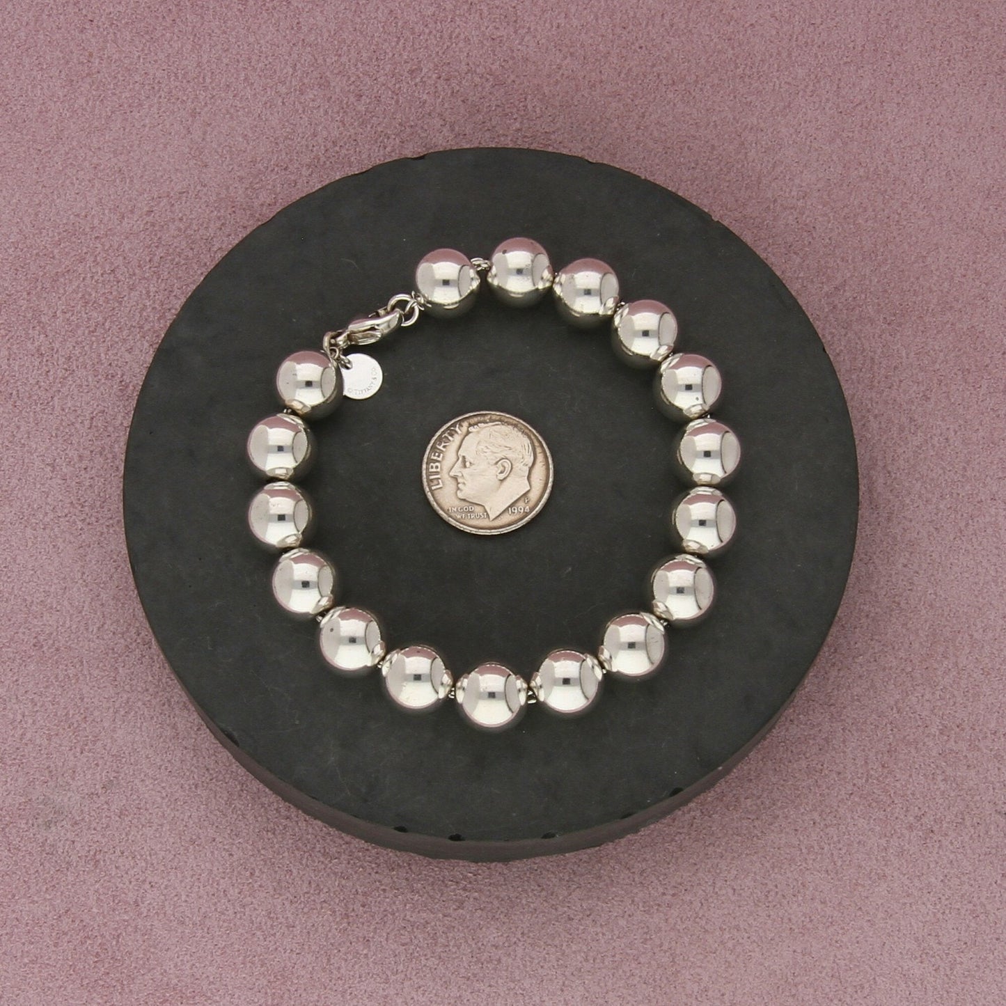 tiffany & co sterling silver hardwear 10mm bead bracelet size 6in