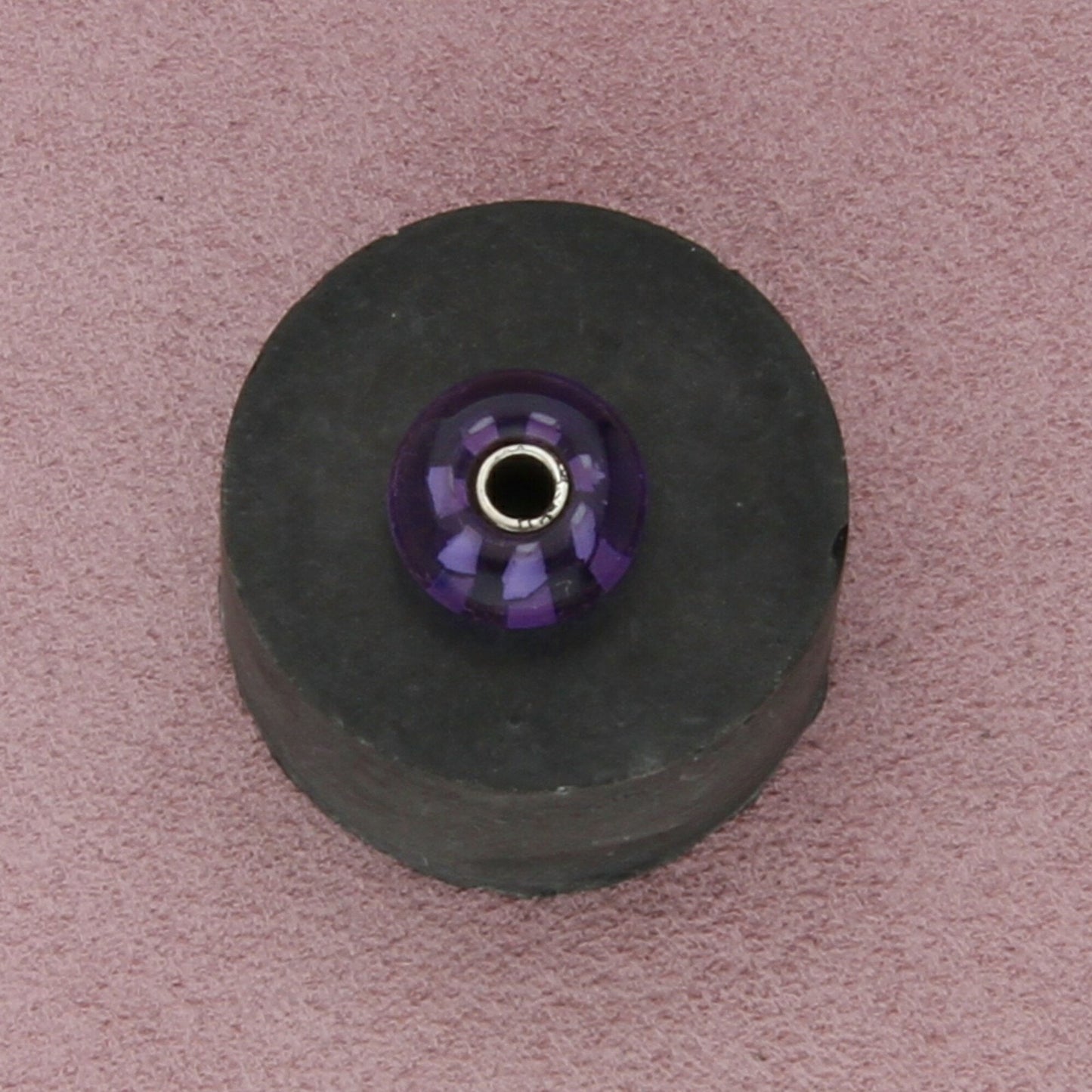 trollbeads sterling silver purple stripe murano glass bead charm