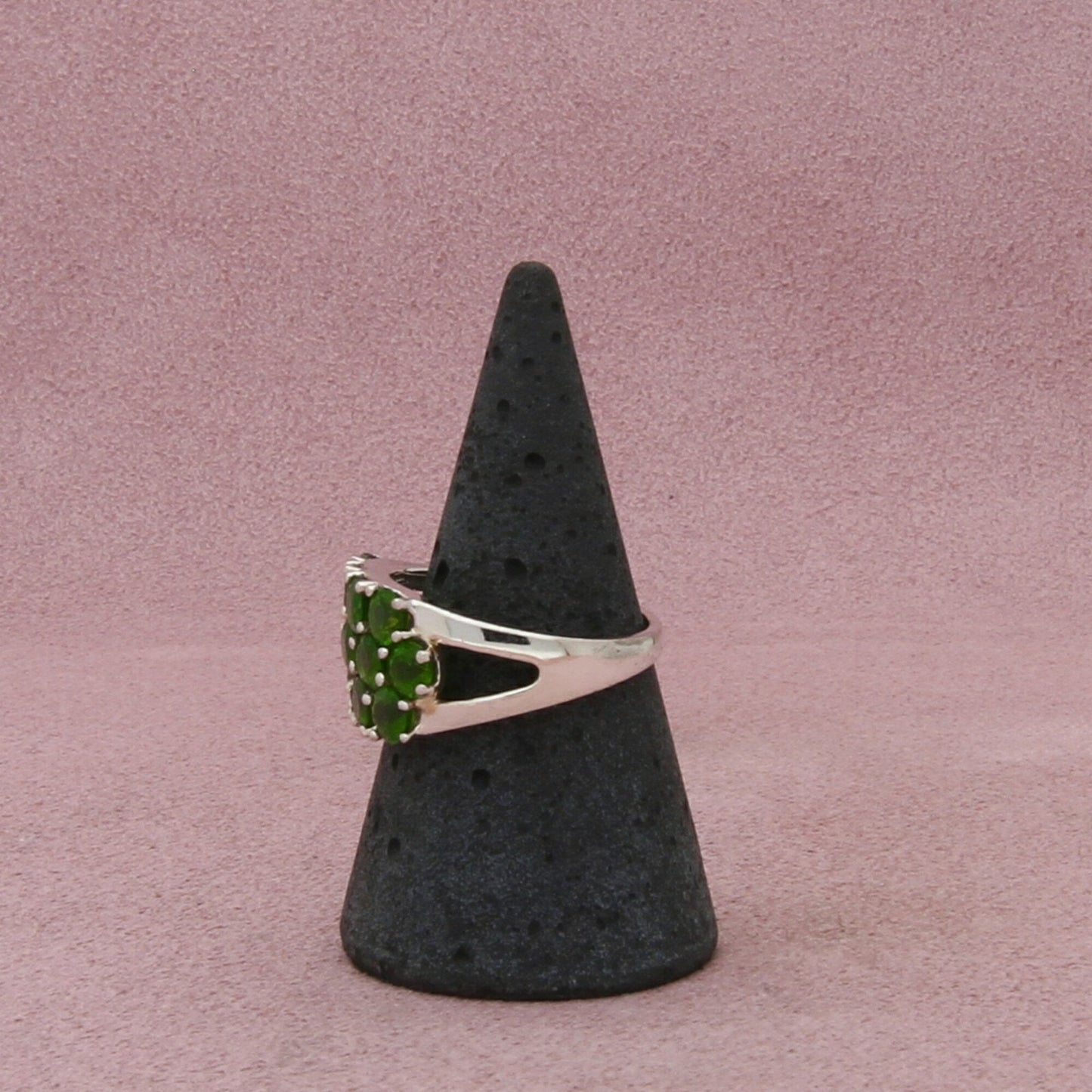 sterling silver round-cut peridot cluster ring size 8