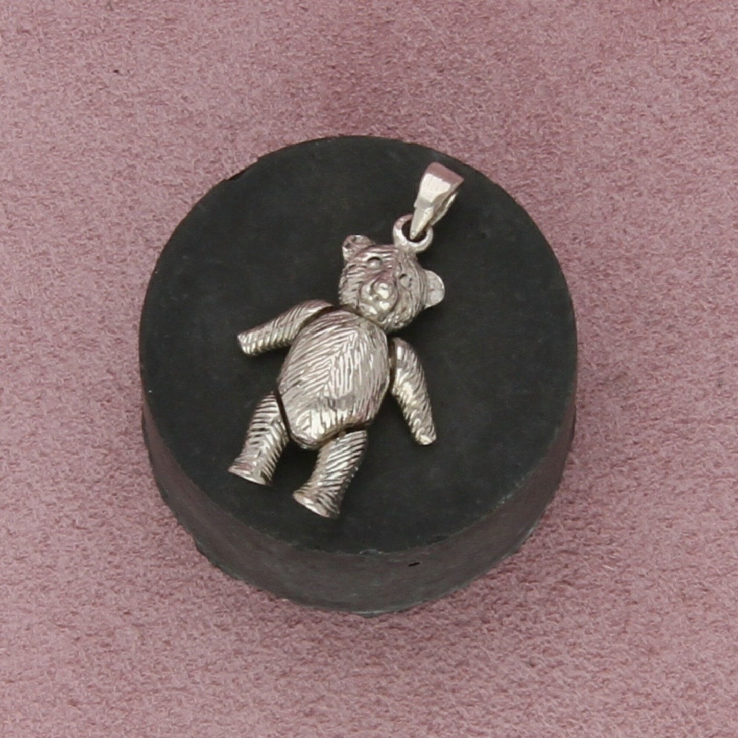 sterling silver vintage articulated teddy bear (moves) pendant
