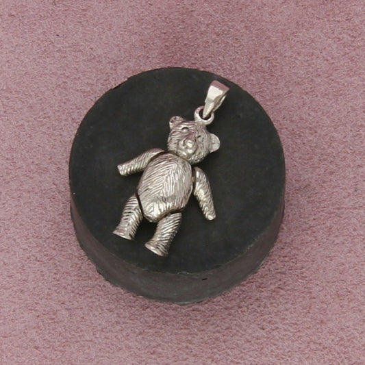 sterling silver vintage articulated teddy bear (moves) pendant