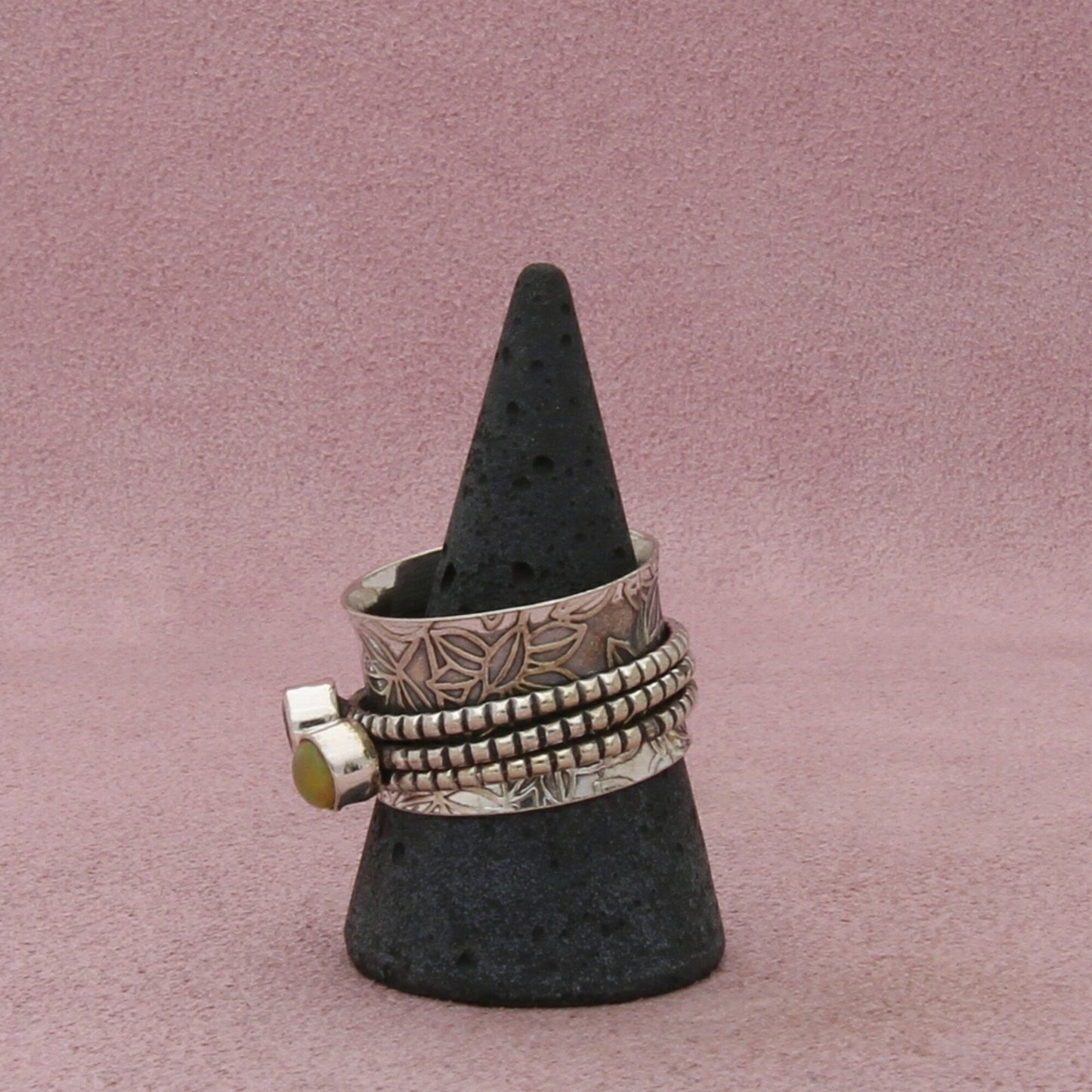 sterling silver opal amethyst tourmaline spinner band ring size 11