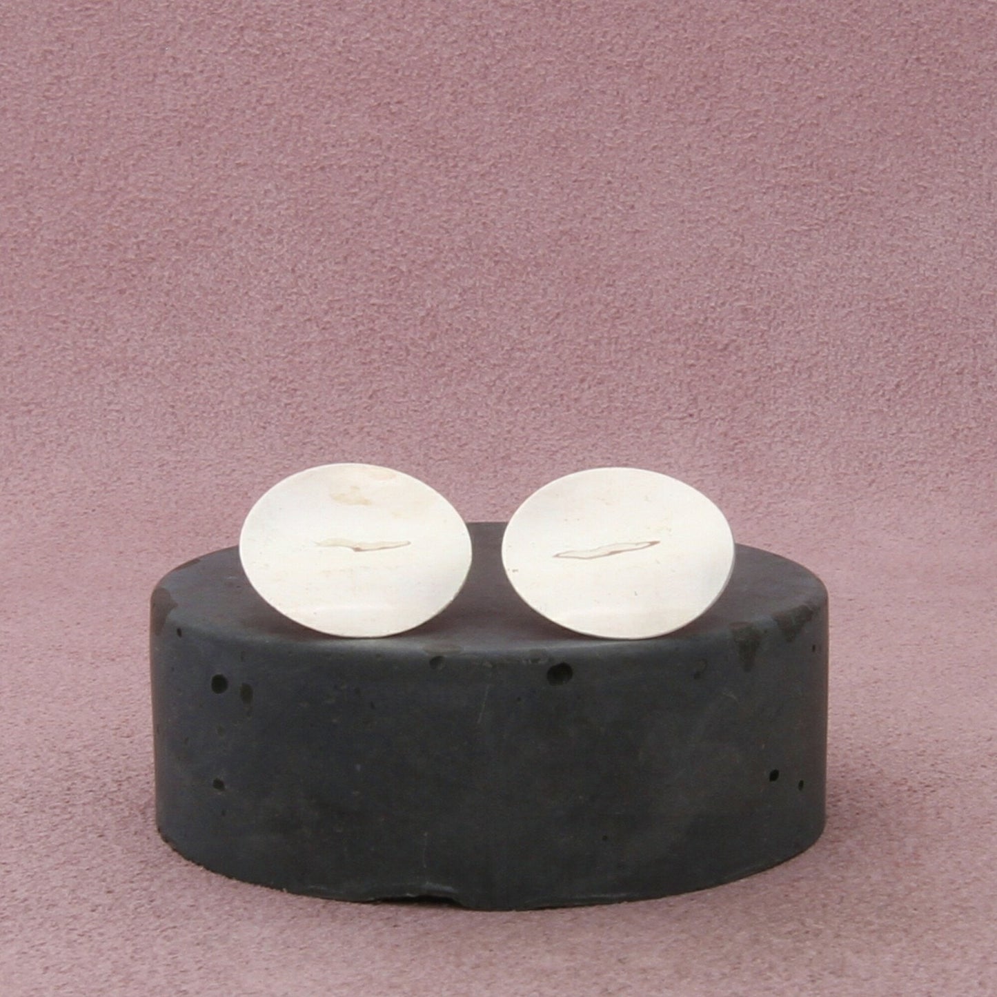 sterling silver vintage modernist wavy disc post earrings
