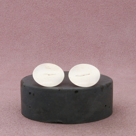 sterling silver vintage modernist wavy disc post earrings