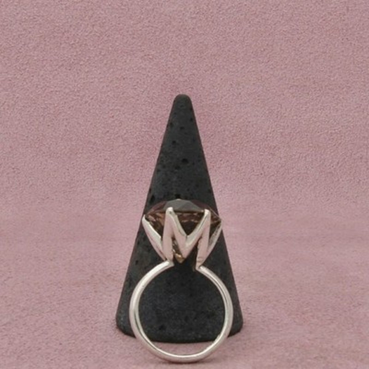 Mexico Sterling Silver Vintage Faceted Smoky Quartz Solitaire Ring Size 6