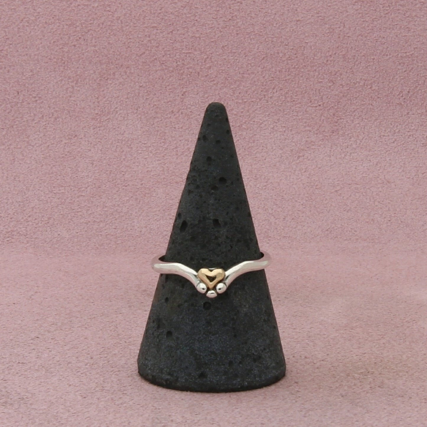 sterling silver & 14k gold paw print stack ring size 8.75