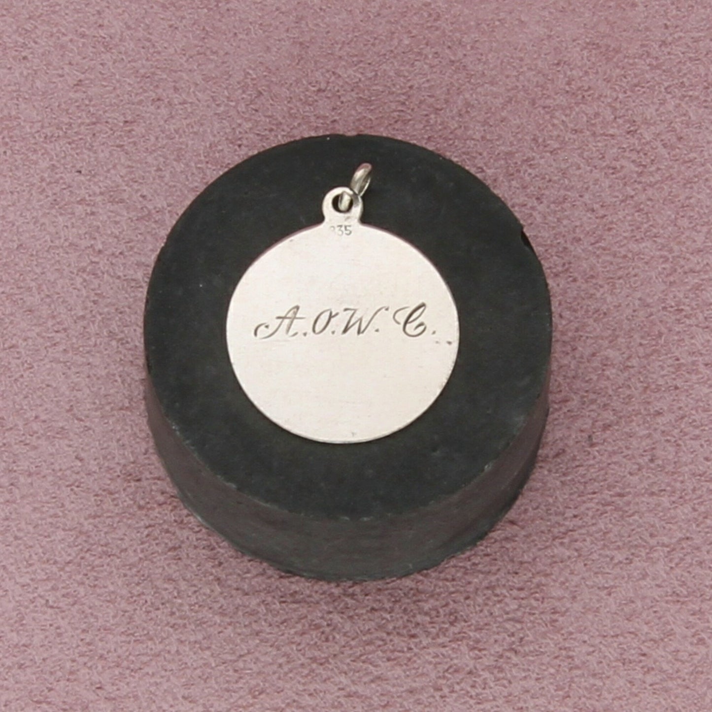 sterling silver vintage judy engraved disc charm pendant