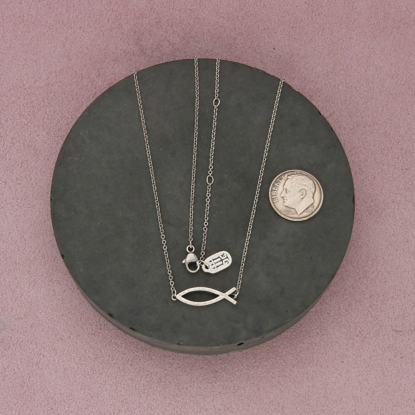 james avery sterling silver retired ichthus fish necklace size 18-20in
