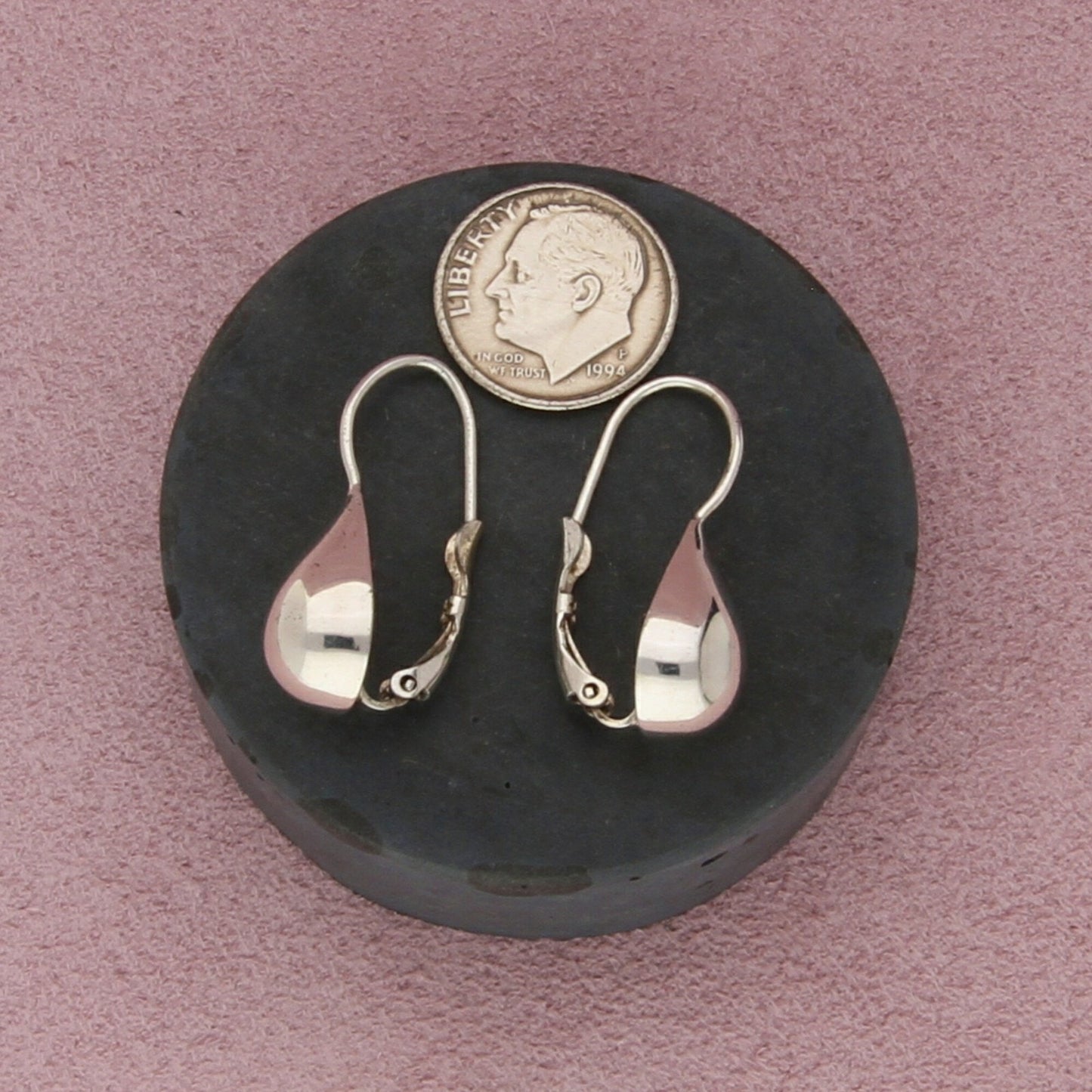 sterling silver vintage tear drop leverback earrings