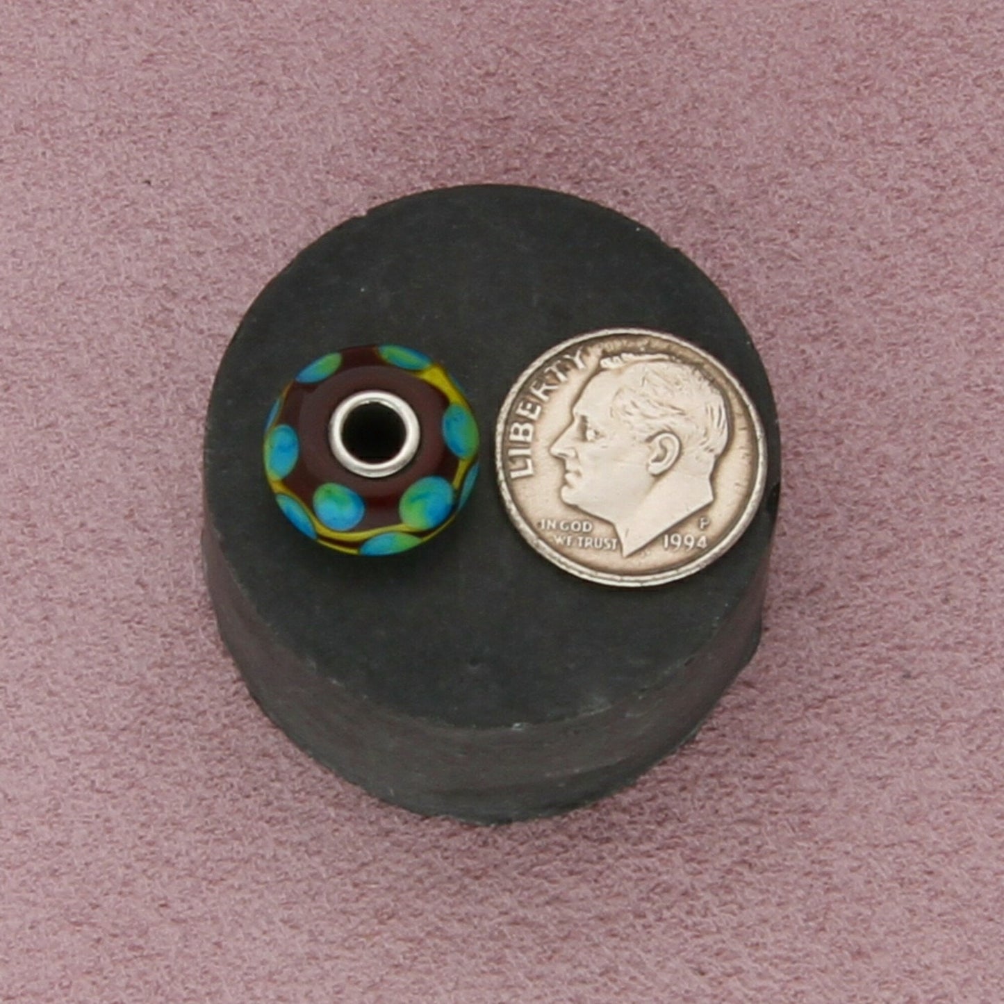 trollbeads sterling silver mardi gras turquoise yellow murano glass bead charm