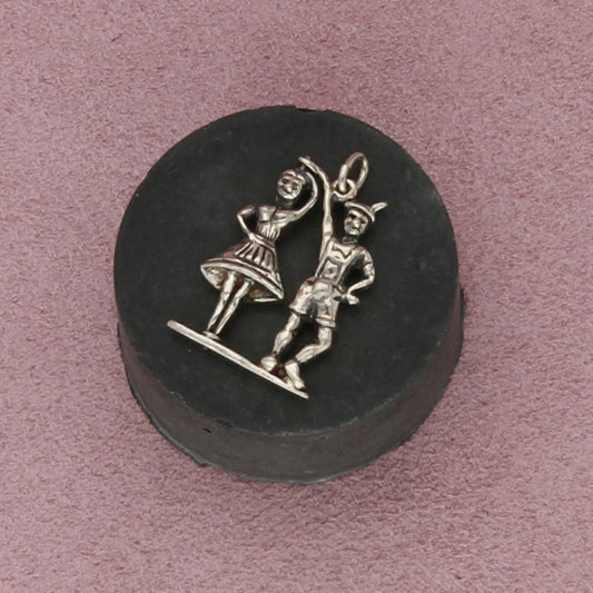 sterling silver vintage dancing couple (spins) charm pendant