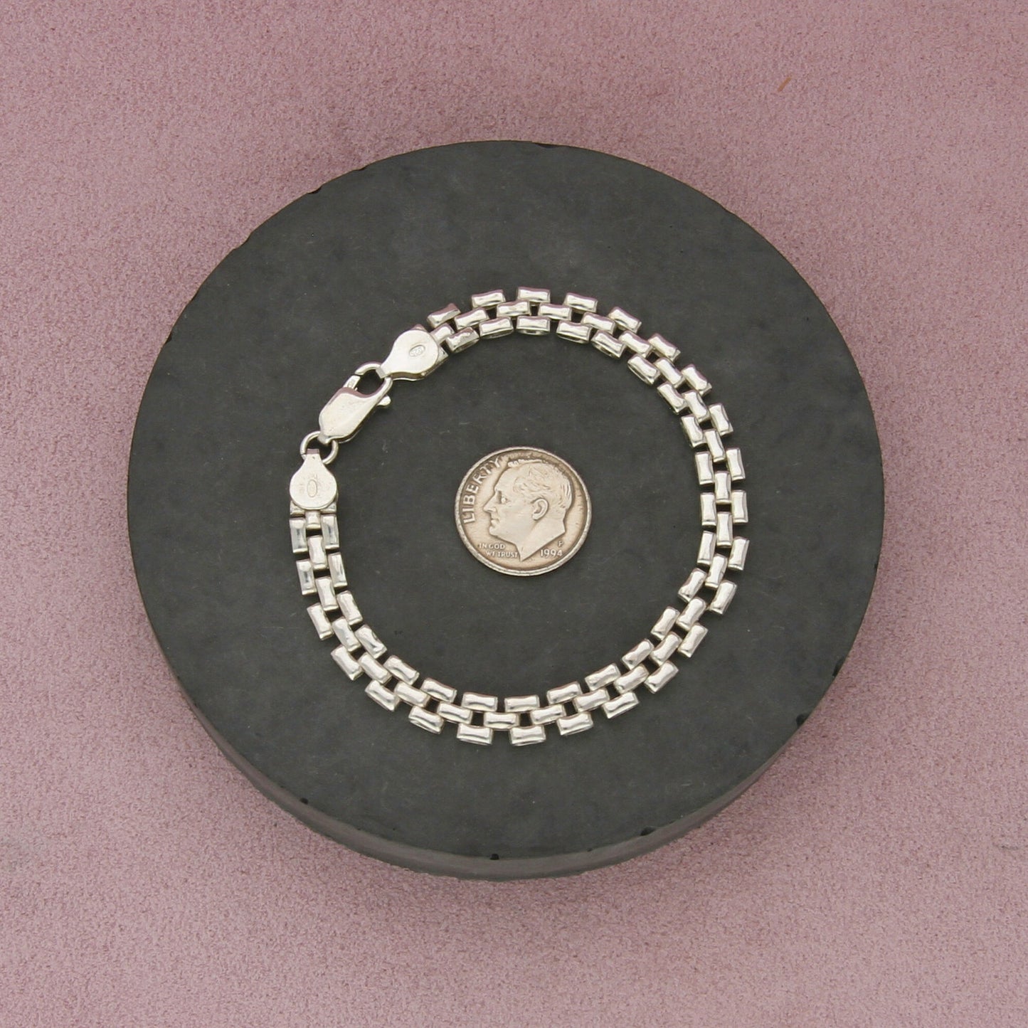 sterling silver 7mm panther chain bracelet size 7in