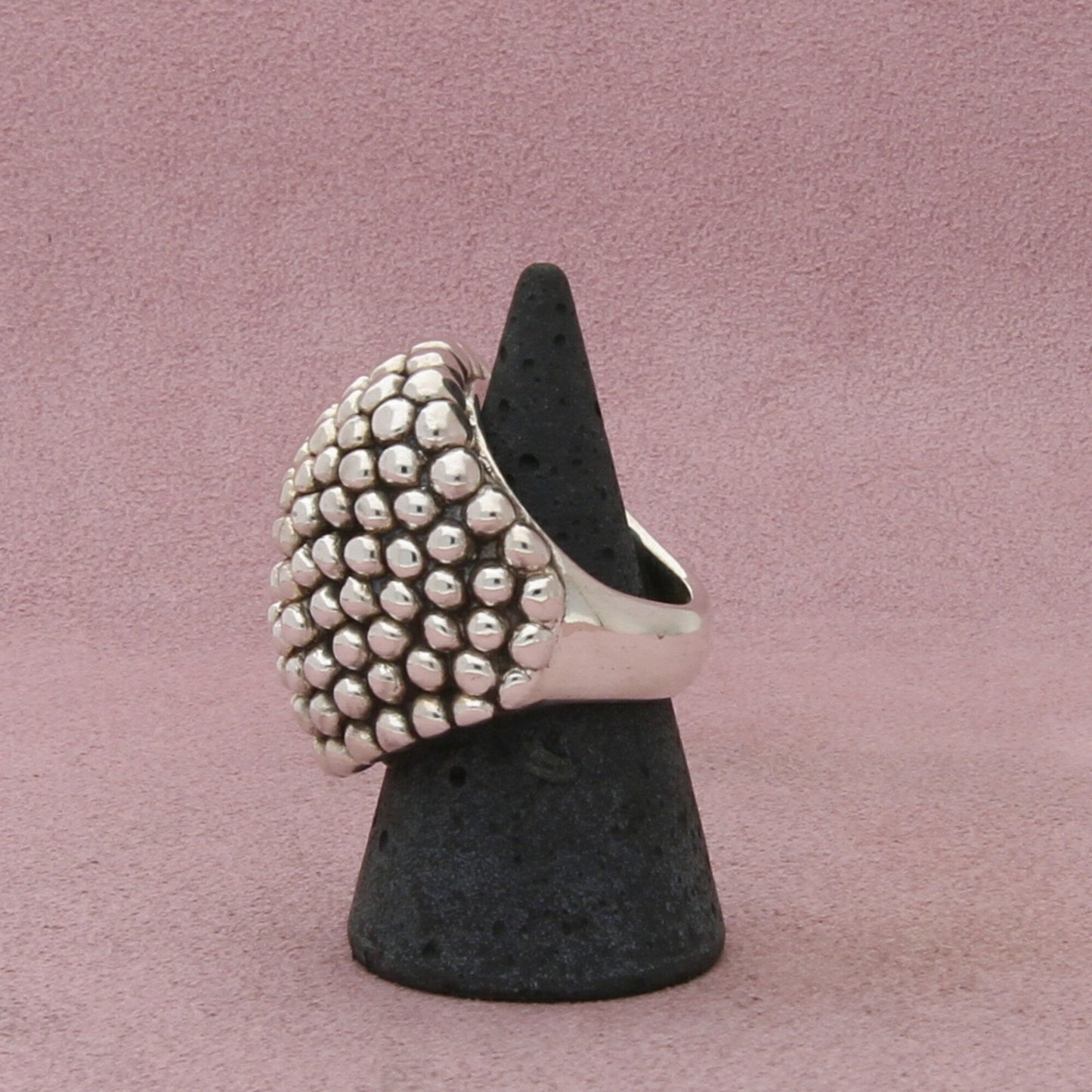 sterling silver electroform beaded dome statement ring size 7