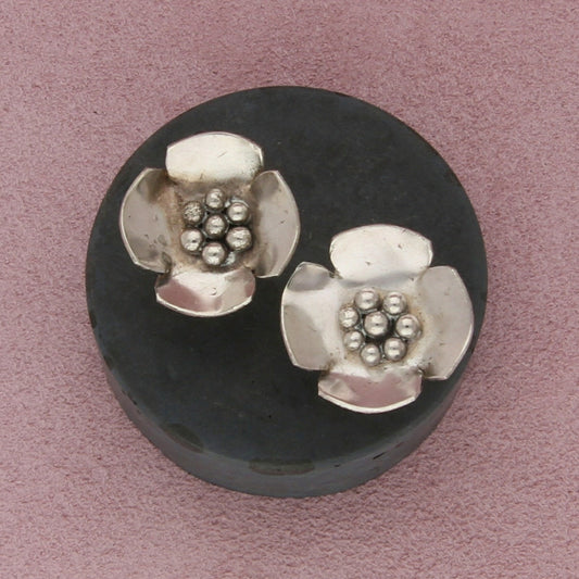 sterling silver vintage pansy flower screw-back earrings