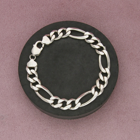 sterling silver mens vintage italian figaro chain bracelet size 8.5in