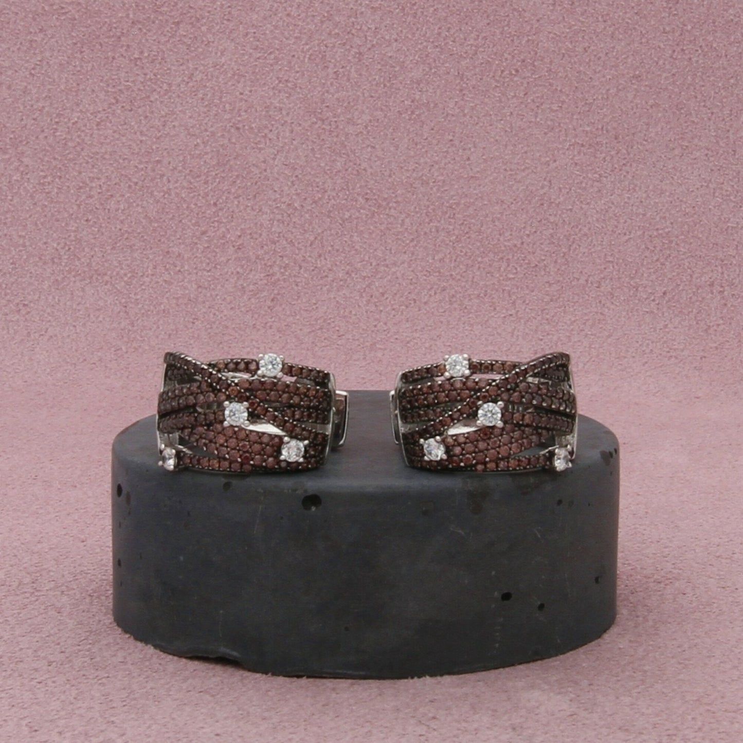 sterling silver round-cut cz huggie hoop earrings