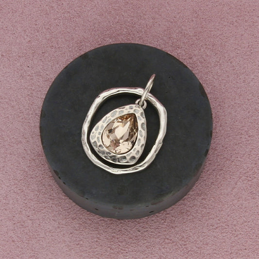 grace & heart sterling silver hammered crystal drop pendant