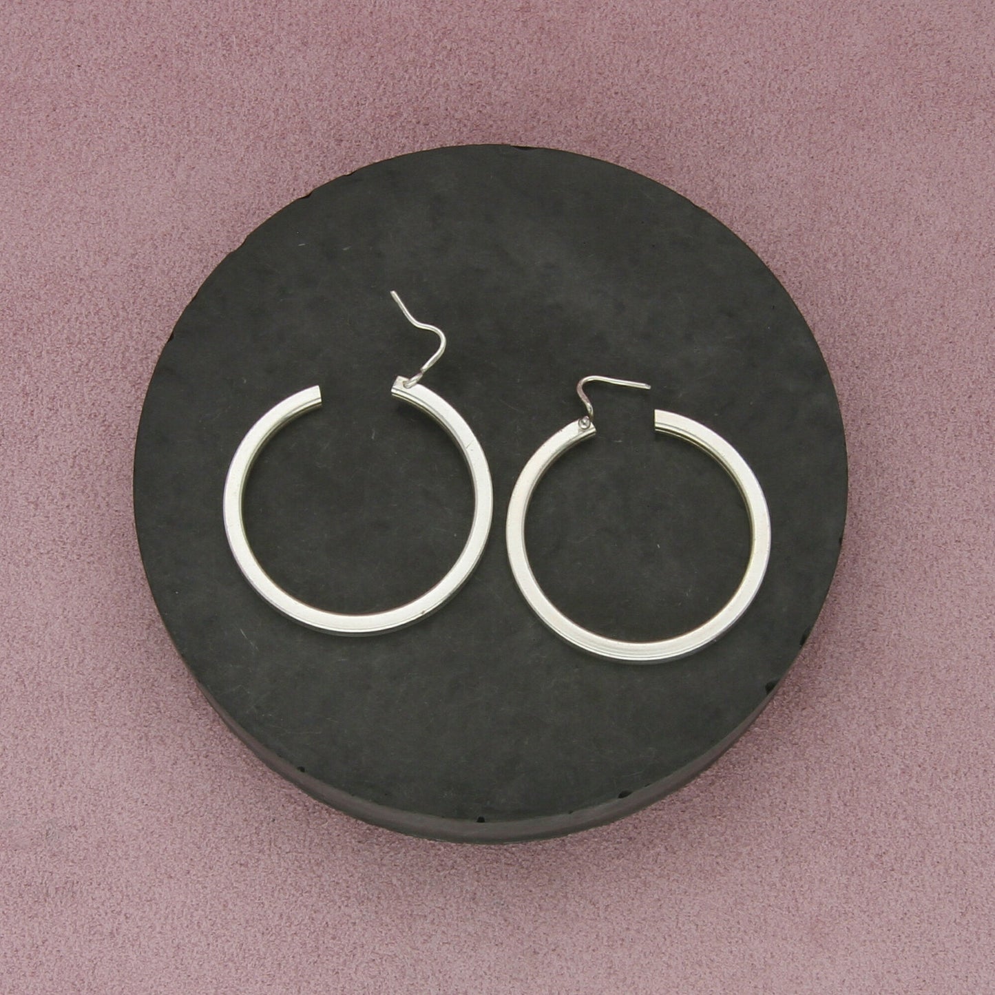 sterling silver modernist edged hoop earrings