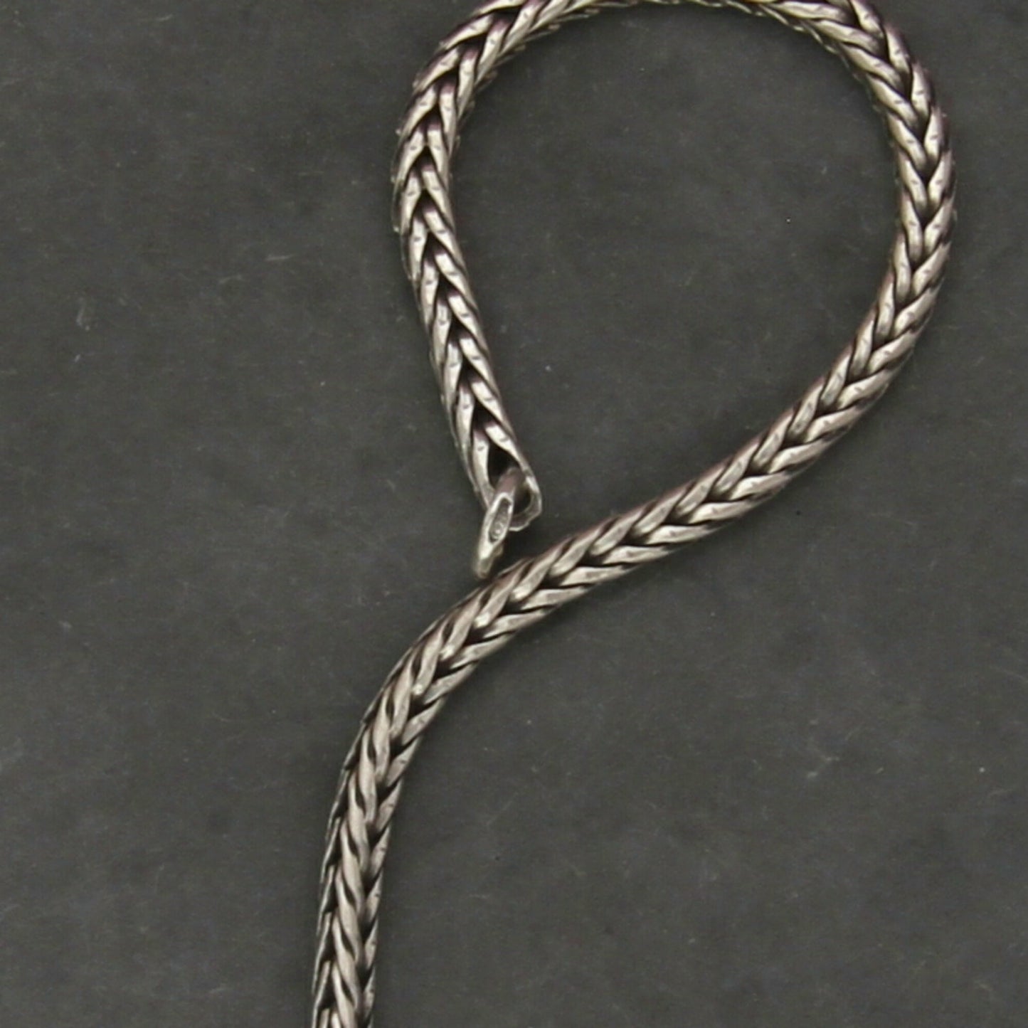 trollbeads sterling silver signature foxtail charm chain bracelet size 7in