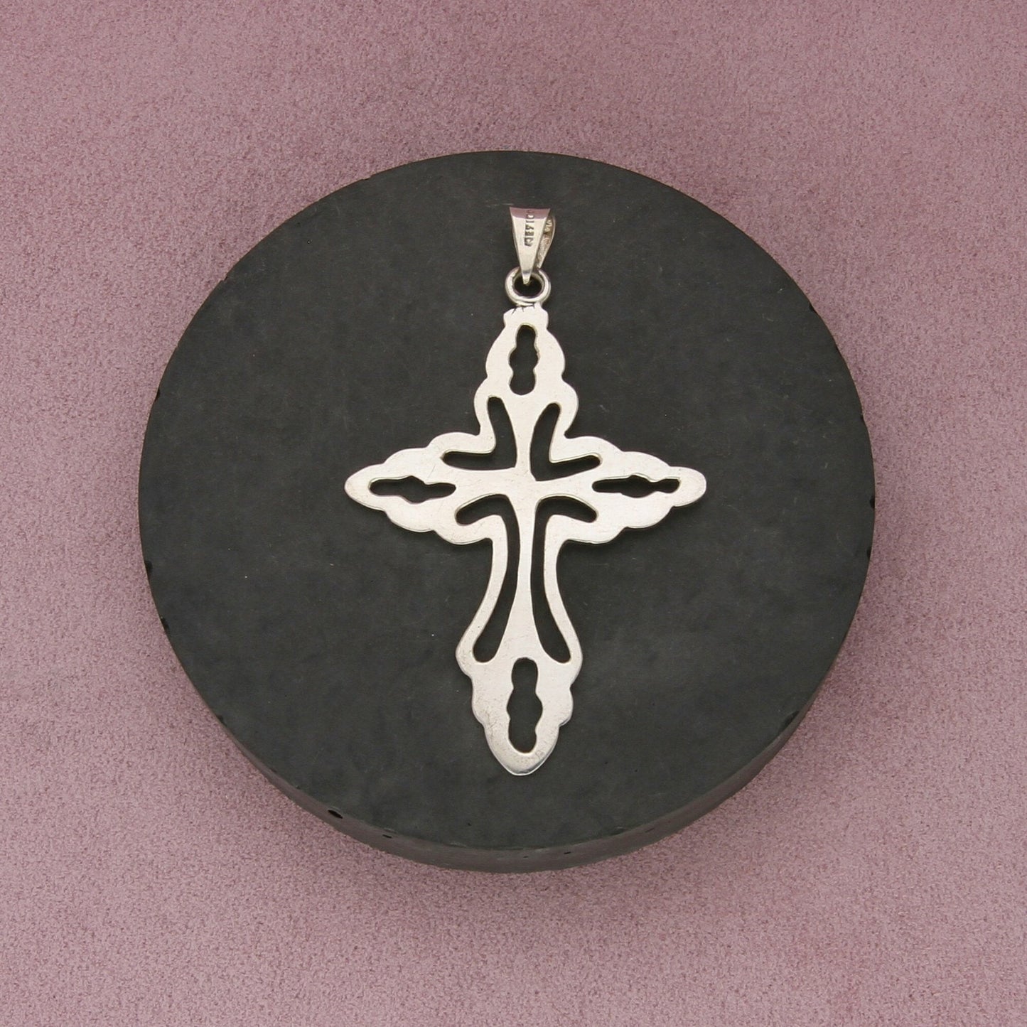 taxco mexico sterling silver vintage large cross pendant