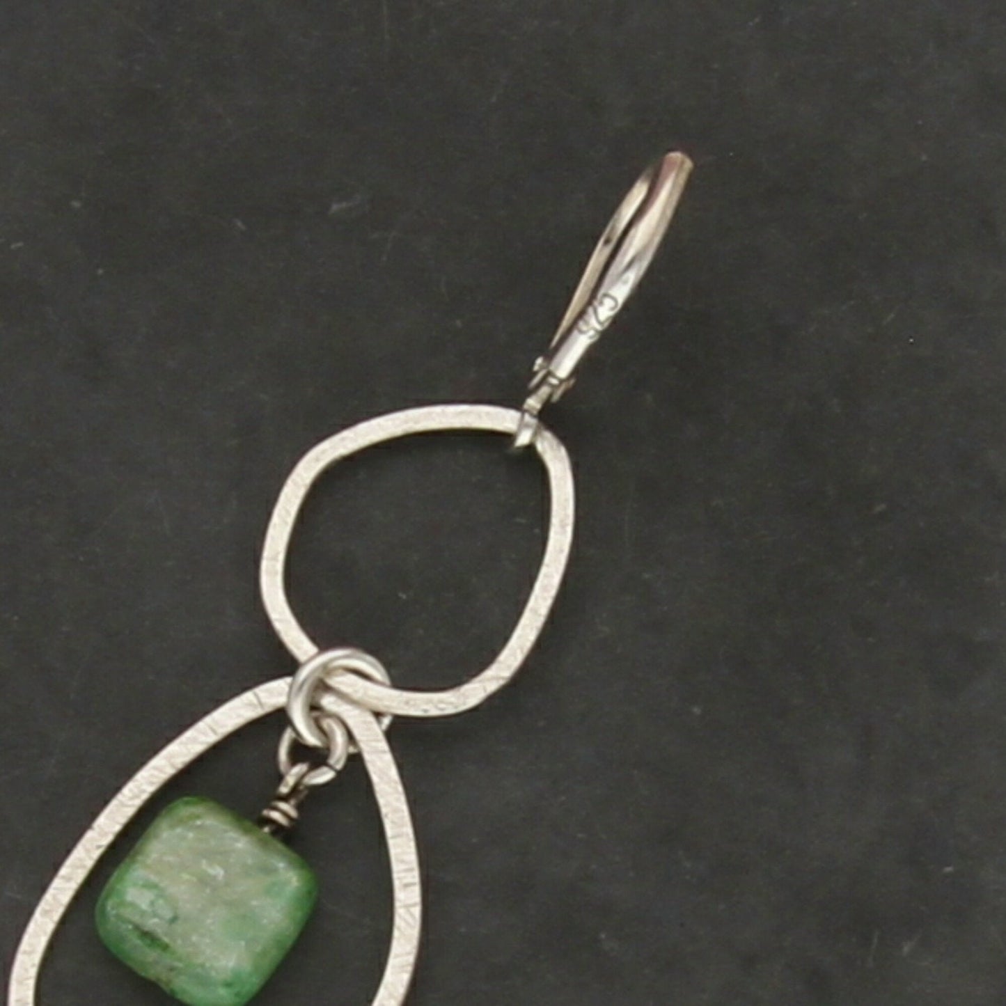sterling silver green jade dangle leverback earrings