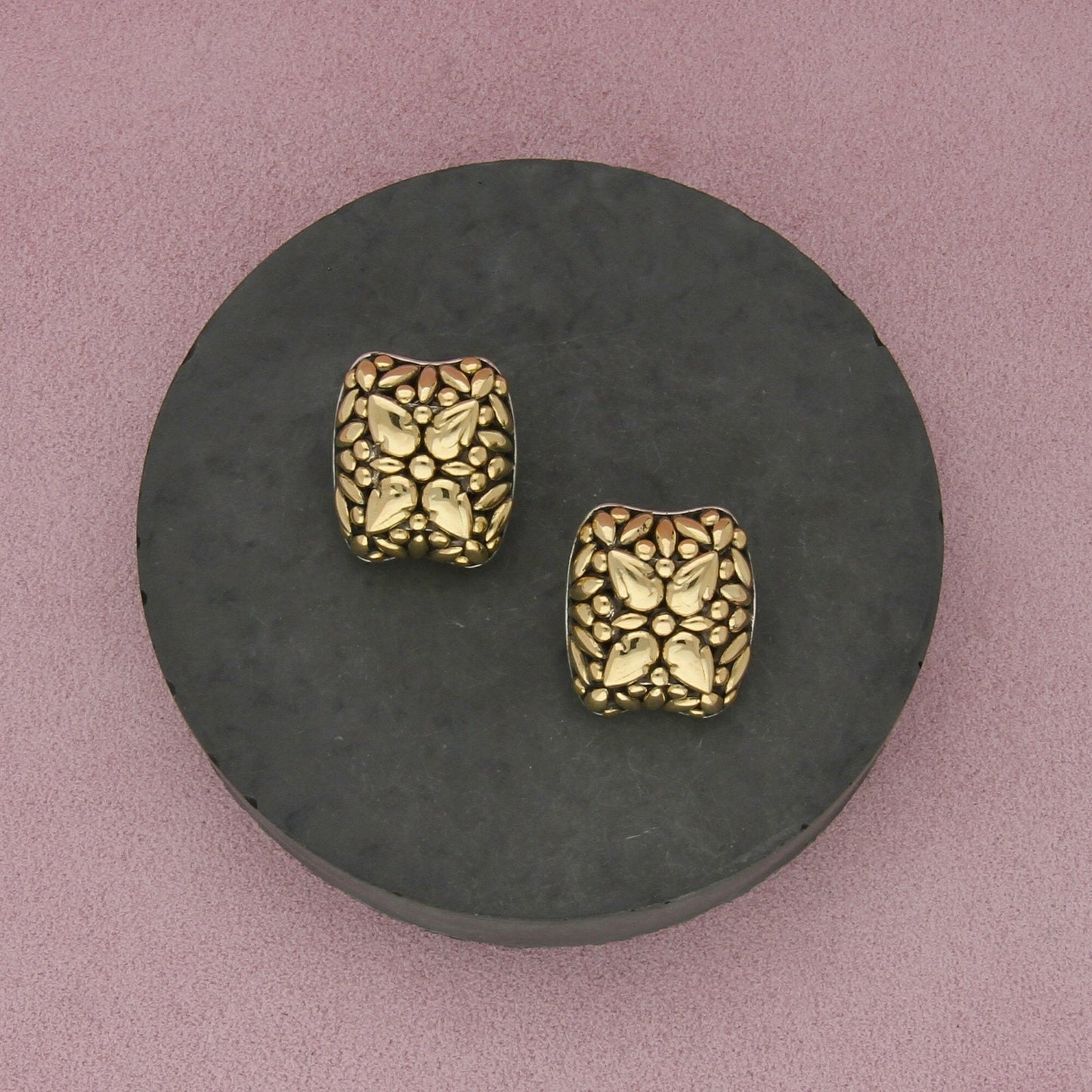 john hardy sterling silver & 18k gold jaisalmer collection omega back earrings