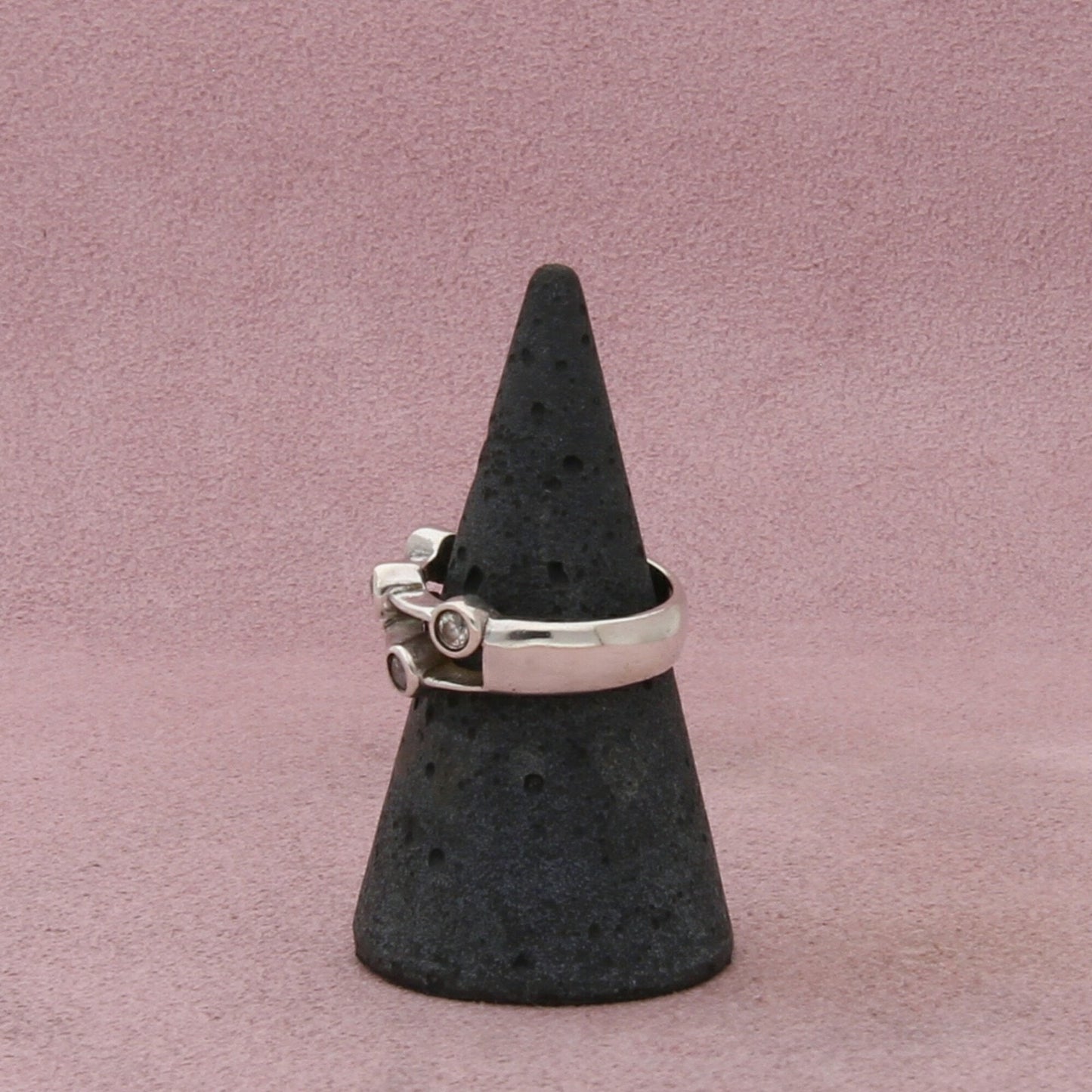 sterling silver round-cut cz bubbles ring size 6.75
