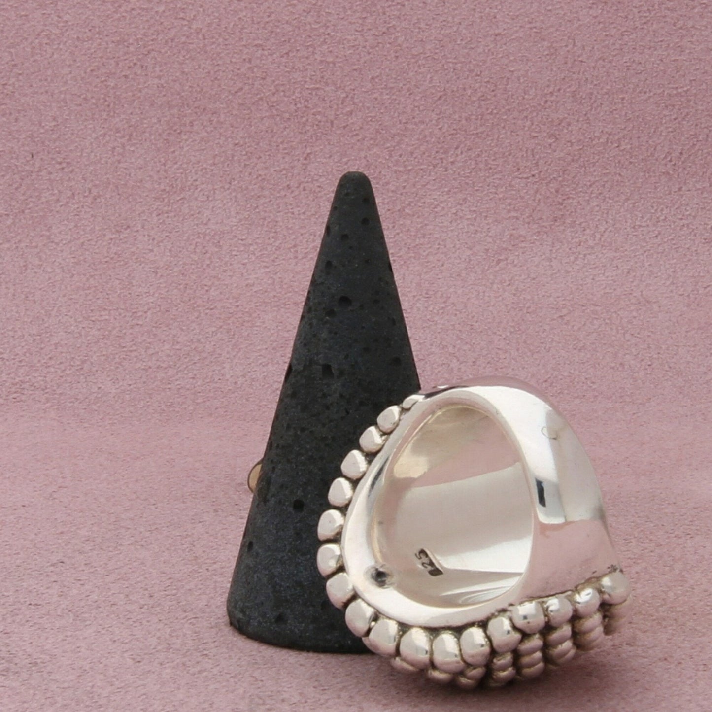 sterling silver electroform beaded dome statement ring size 7