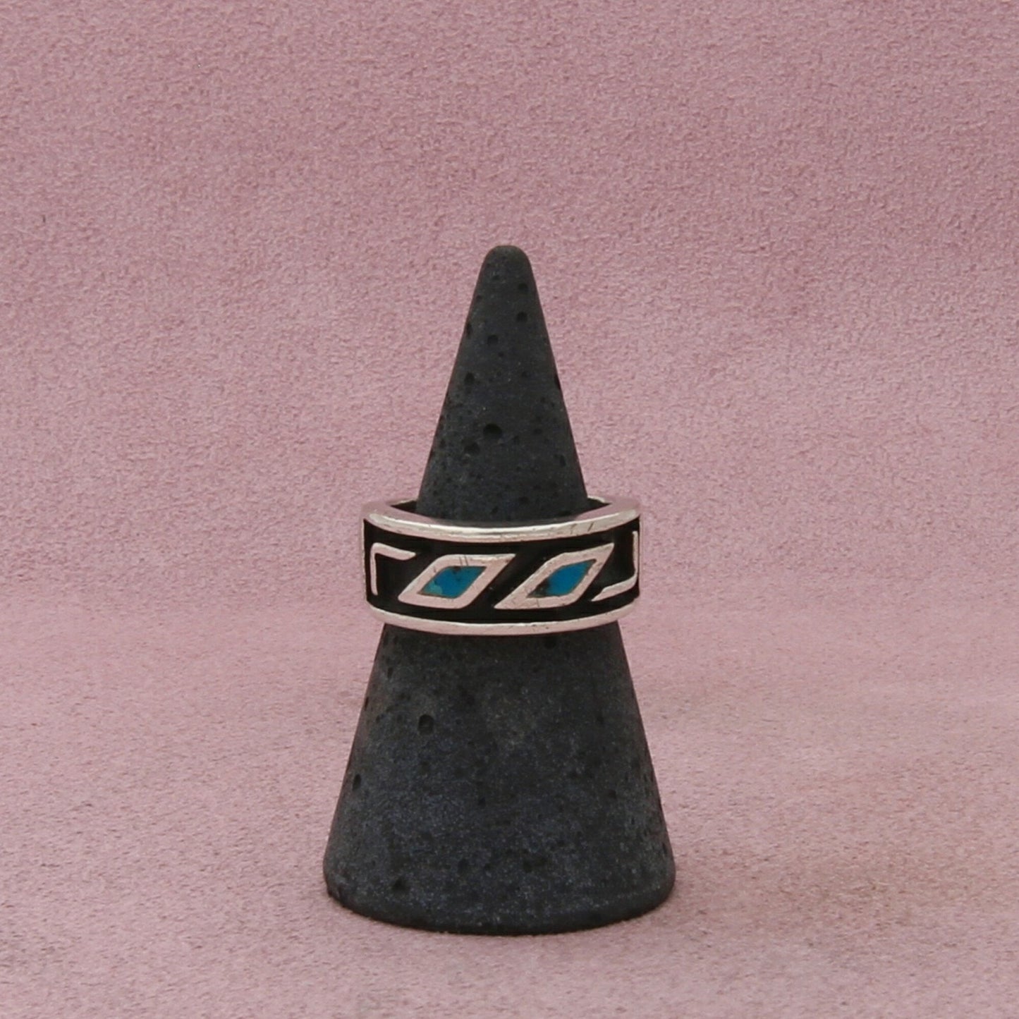 navajo sterling silver vintage turquoise overlay band ring size 6
