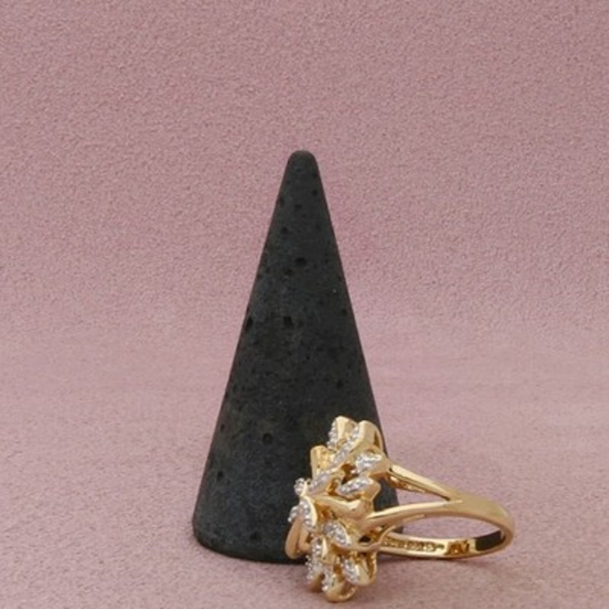 Ross Simons Sterling Silver Gold Plate Diamond Leaf Cluster Ring Size 7